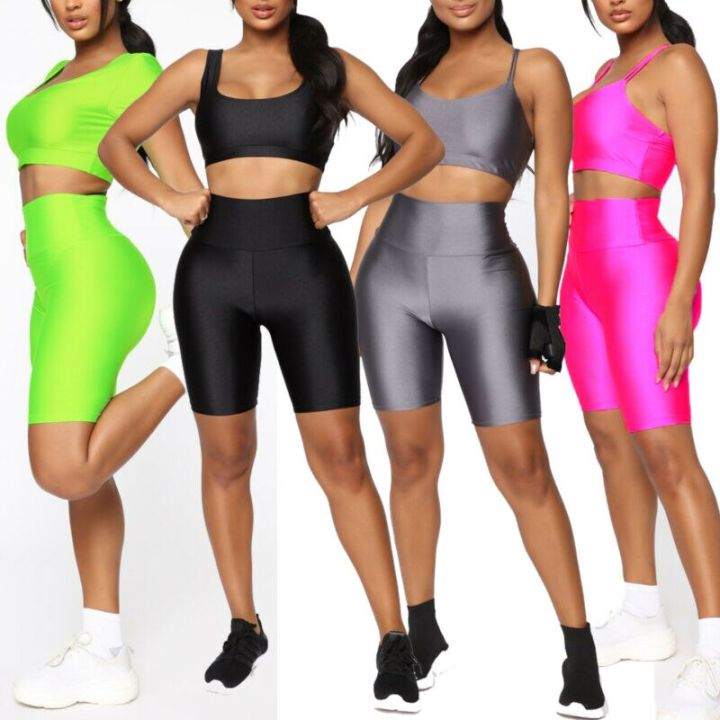 Women's%20Wet%20Look%20Elastic%20High%20Waist%20Sports%20Short%20Workout%20Running%20Fitness%20Leggings%20Female%20Stretch%20Yoga%20Shorts%20Gym%20Yoga%20Leggings%20-%20Image%203