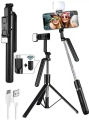 R16s Wireless Bluetooth Selfie Stick & Tripod with LED Fill Light – 360° Rotation Portable Phone Stand. 