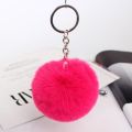 Ready to Ship In Stock Fast Dispatch Furry Puff Ball Faux Rabbit Pink Fur Ball Pom Pom Keychain.