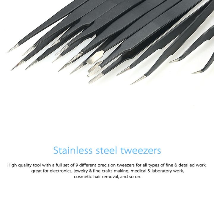 9PCS%20ESD%20Tweezers%20Tools%20Kit%20Precision%20Anti-static%20Black%20Fine%20Tip%20Curved%20Straight%20Stainless%20Steel%20Non-Magnetic%20Tweezers%20Nipper%20Repair%20Tool%20with%20Storage%20Bag%20for%20Electronics%20Laboratory%20Work%20Hobbies%20Jewelry%20Making%20-%20Image%204