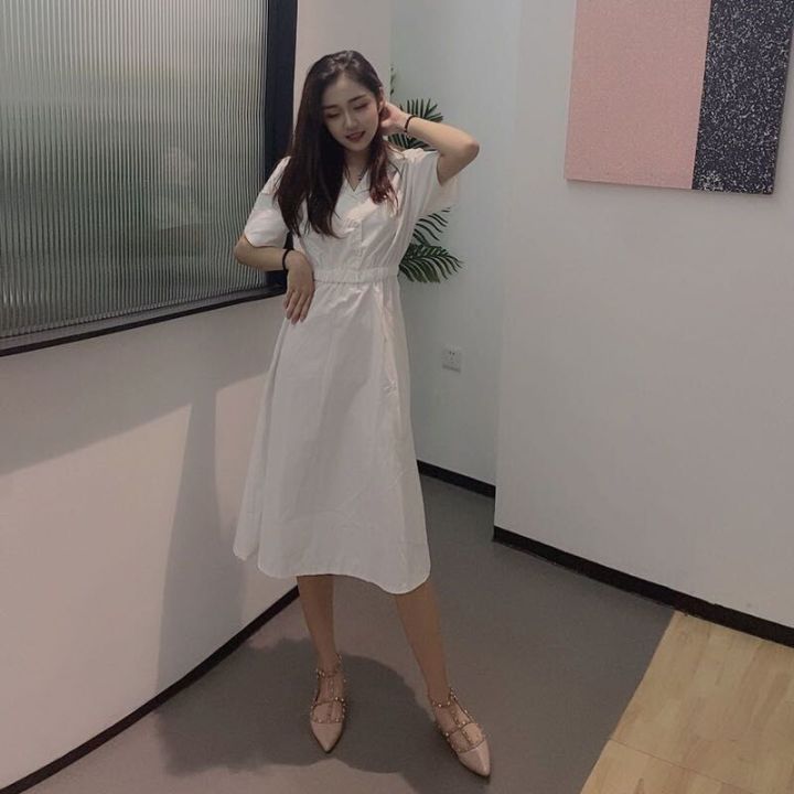 College%20Style%20Dress%20over%20the%20Knee%20Student%20Sweet%20Mori%20Girls%20Suit%20Collar%20Korean%20Style%20Slimming%20Mid-LengthaWord%20Skirt%20Summer%20-%20Image%203