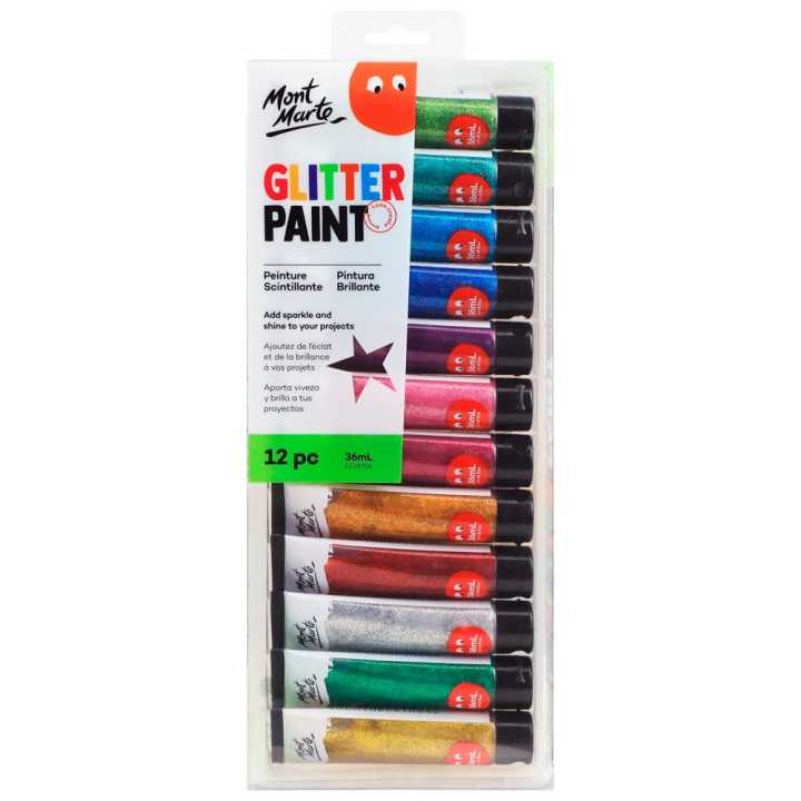 Mont Marte Glitter Paint 12pc*36ml