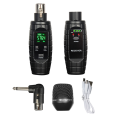 ‘’ UHF Wireless XLR Transmitter Receiver Mic Head Kit Rechargeable Mic Adapter Black Plastic. 