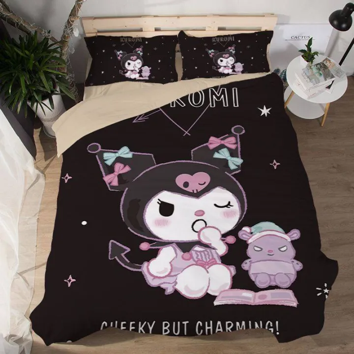 Sanrio%20Kawaii%20Kuromi%20Children's%20Skin-Friendly%20Four-Piece%20Anime%20Cartoon%20Bed%20Sheet%20Quilt%20Cover%20Dormitory%20Single%20Bed%20Home%20Textiles%20-%20Image%206