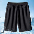 Summer thin sports straight tube loose casual shorts, ice silk quick drying 5-inch pants, floral zipper, men's large size. 
