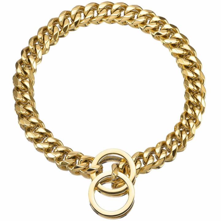 【Toy life hall】Dog Collar Welded Gold Heavy Choke Cuban Chain For Large Dogs
