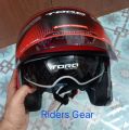 Torq Atom Mat Red Halfface Helmet With Sunvisor.. 