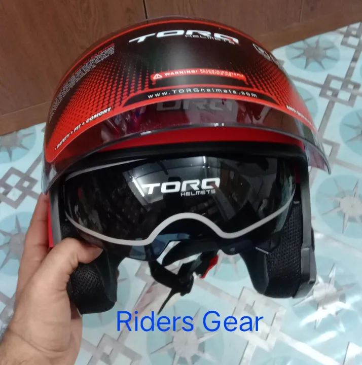Torq%20Atom%20Mat%20Red%20Halfface%20Helmet%20With%20Sunvisor.%20-%20Image%203