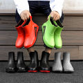 Non slip rain boots men's waterproof shoes rain boots short tube fashion water boots low top kitchen rubber shoes fishing car wash set rubber shoes. 