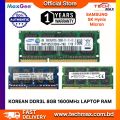 Samsung SK Hynix Micron 8GB DDR3L 1600MHz PC3L-12800s CL11 204Pin SO-DIMM Laptop Ram (Korean).