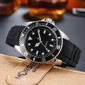 Diver Style Watch Rotating Bezel 42mm Dial Japan Movement Geneva Rubber Strap. 