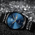 FOURRON Men's Fashion Business Watch Calendar Waterproof Stainless Steel Strap Simple Thin Dial Fashion Quartz Watch. 