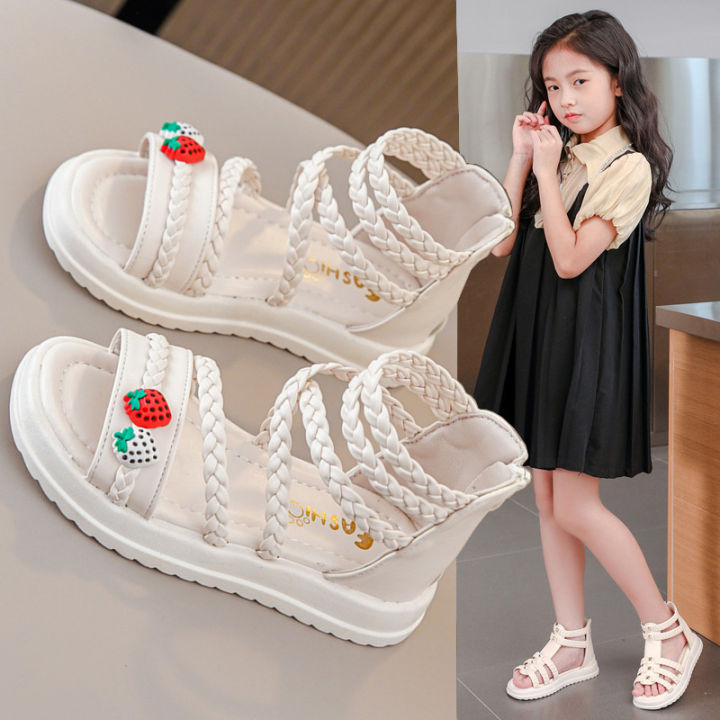 Kids roman shoes girls sandals summer 2023 new fashion princess shoes middle big kids little girls school shoes