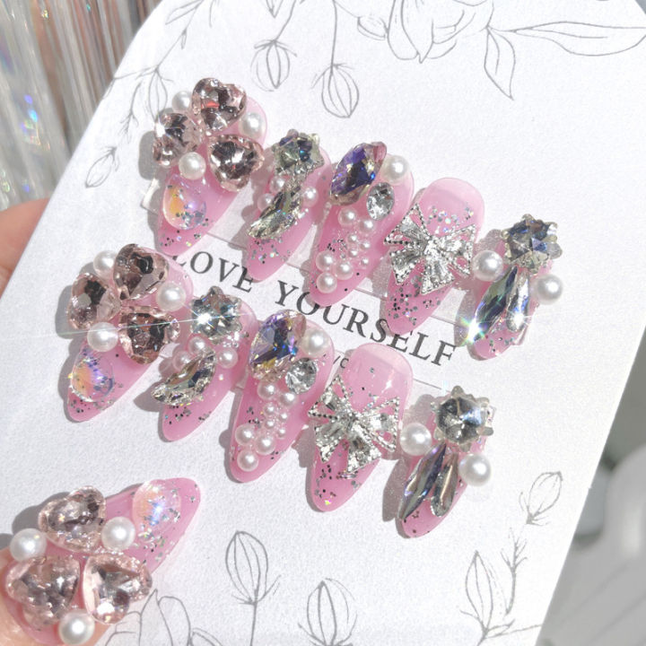 Ins%20Large%20Crystal%20False%20Nails%203D%20Rhinestone%20Pearl%20Decor%20Bridal%20Nail%20Patch%20Shiny%20Korean%20Wedding%20Artificial%20Nail%20Art%20Tips%20-%20Image%203