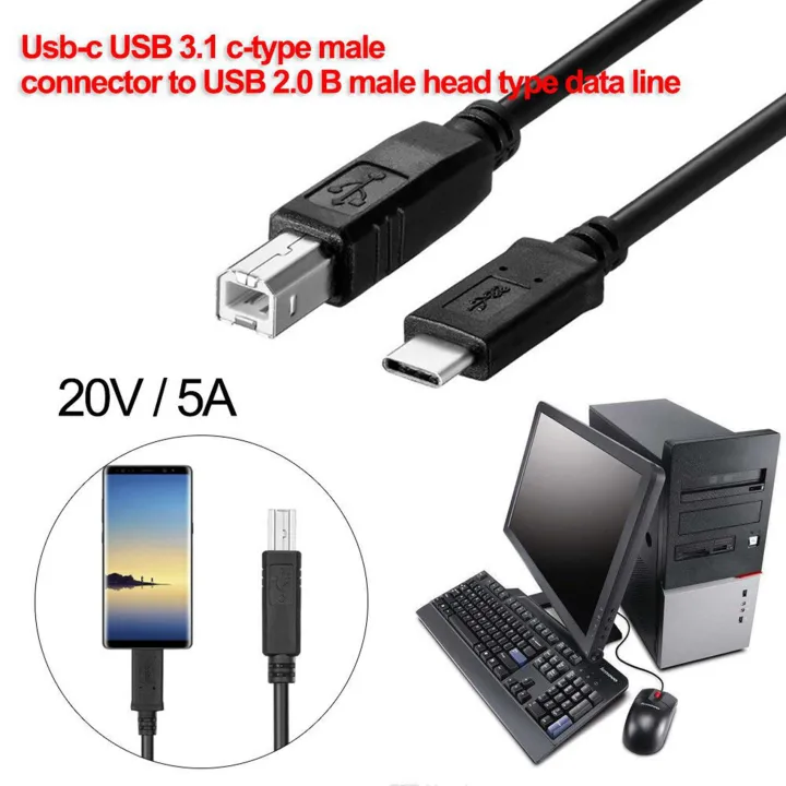 Data%20Cable%20for%20Laptop%20Printer-2%20x%20Type%20C%20Printer%20Cable-Black%20-%20Image%207