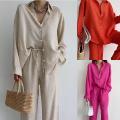 Premium Quality - Women Loose Shirt Pants Trousers Drawstring High Waist Casual Women' Set Lounge Pajamas - Couture - High-end.