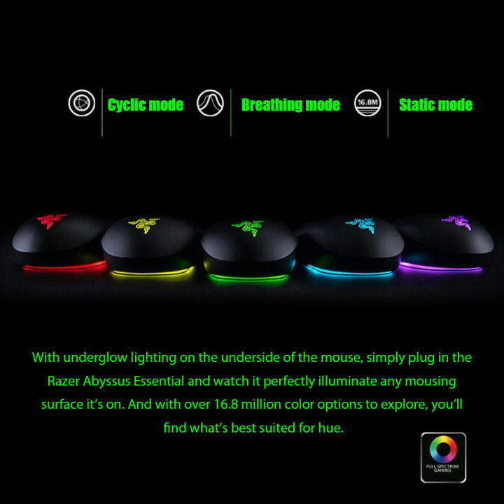 Razer%20Abyssus%20Essential%20Optical%20Gaming%20Mouse%20w/True%207200%20DPI%20Optical%20Sensor/3%20Hyperesponse%20Buttons%20Powered%20by%20Razer%20Chroma%20Ambidextrous%20Ergonomic%20Wired%20Computer%20Mice%20for%20Windows%20PC%20Gamers%20-%20Image%207