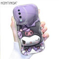 Hontinga for Huawei P30 Back Cover 3D Kuromi Melody Print Cream Texture Phone Case Wavy Edge Soft Silicone Cover. 