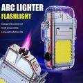 Arc Lighter New transparent case waterproof electronic pulse lighter outdoor windproof lighter waterproof double arc lighter.