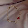 Korean Version New Trendy Red Peach Heart Bracelet.