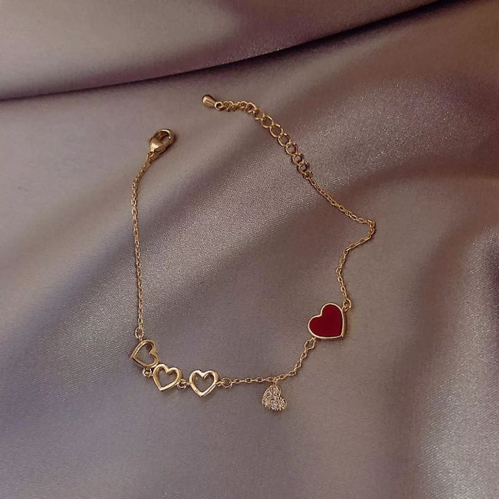 Korean%20Version%20New%20Trendy%20Red%20Peach%20Heart%20Bracelet%20-%20Image%203