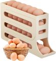 4 Tiers Egg Holder for Fridge - Auto Rolling Fridge Egg Organizer, Space-Saving Egg Dispenser Holder, 30 Eggs Container Large Capacity Egg Dispenser for Refrigerator（1 Pack). 