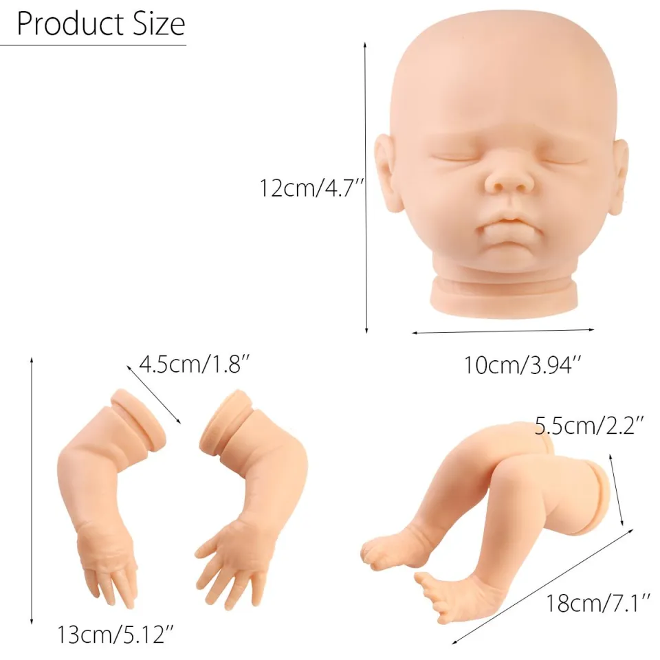 18 Inch Reborn Doll Kit Soft Vinyl Full Limb Lifelike DIY Toy