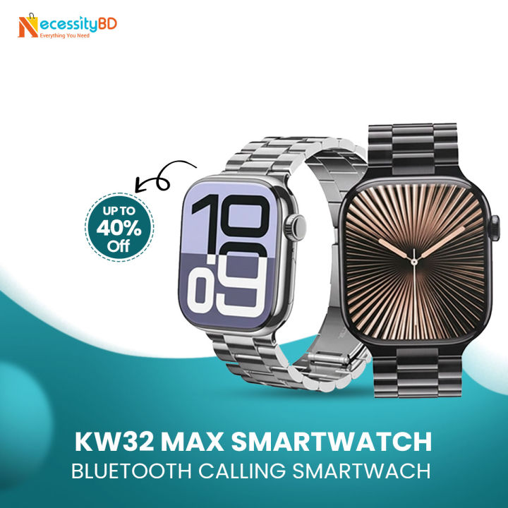 KW32 Max 7in1 Smartwatch Premium Quality And Carve Display Bluetooth Calling Smartwatch Wireless Charging Support Smartwatch For Men