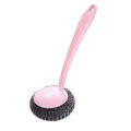 Long Handle Dish Brush Household Kitchen Steel Wire Ball Cleaning Ball Steel Wire Brush Artifact Dishwashing Stainless Steel Bowl Brush with Handle. 