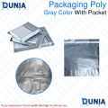 Packaging Poly Courier Plastic Bag With Pocket 25pcs for Product Covering Pack Gray Color.