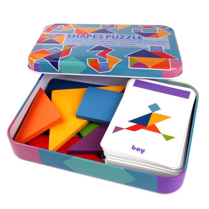 Sale! 3D Wooden Pattern Tangram Toy Kids Jigsaw Puzzle Colorful | Daraz ...