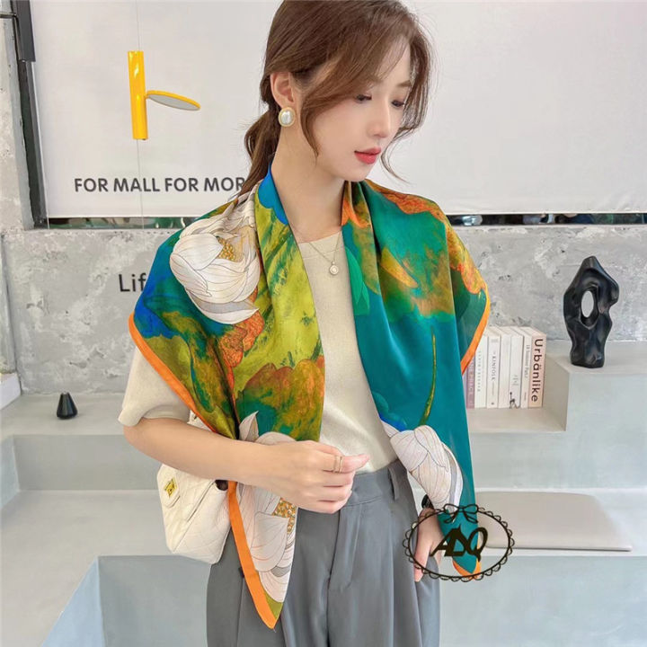 90cm%20Large%20Kerchief%20Silk-like%20Printed%20Satin%20Scarf%20Fashionable%20All-Match%20Scarf%20Scarf%20-%20Image%207