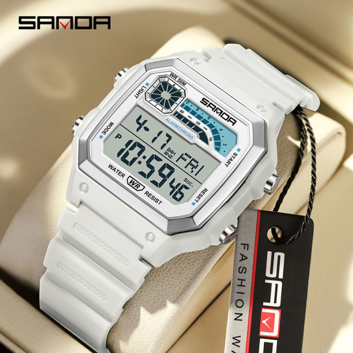 Sanda Trendy Small Square Multi functional Fashion Watch Waterproof Men's Watch Gift SD6196-4