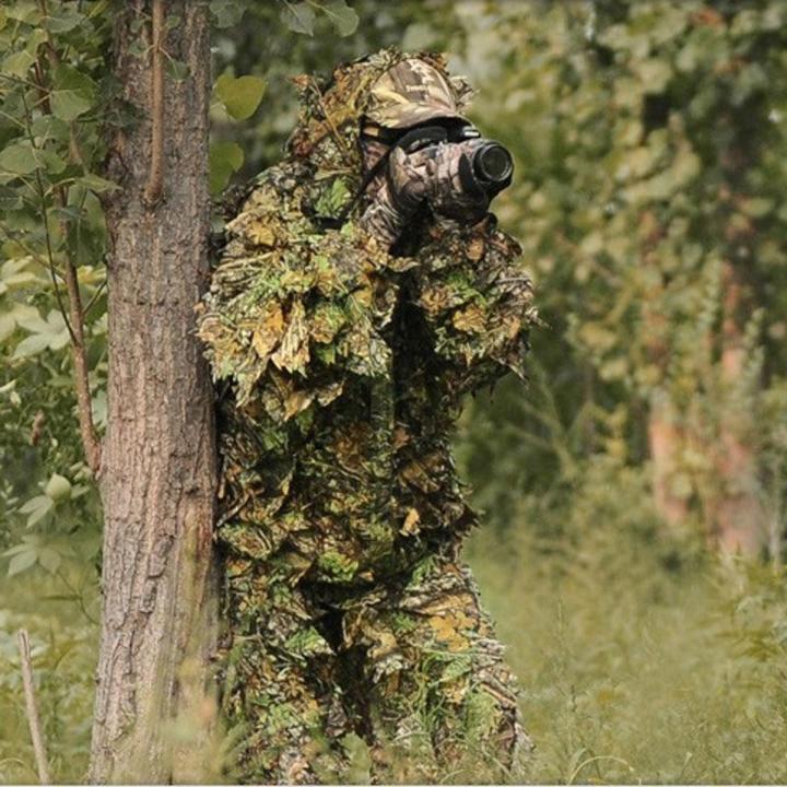 Hunting Birding Durable Outdoor Woodland Ghillie Suit Kit Cloak Military 3D Leaf Camouflage Camo Jungle Clothing