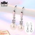 Chic Women Zircon Inlaid Faux Pearl Hook Earrings Eardrop Party Bridal Jewelry. 