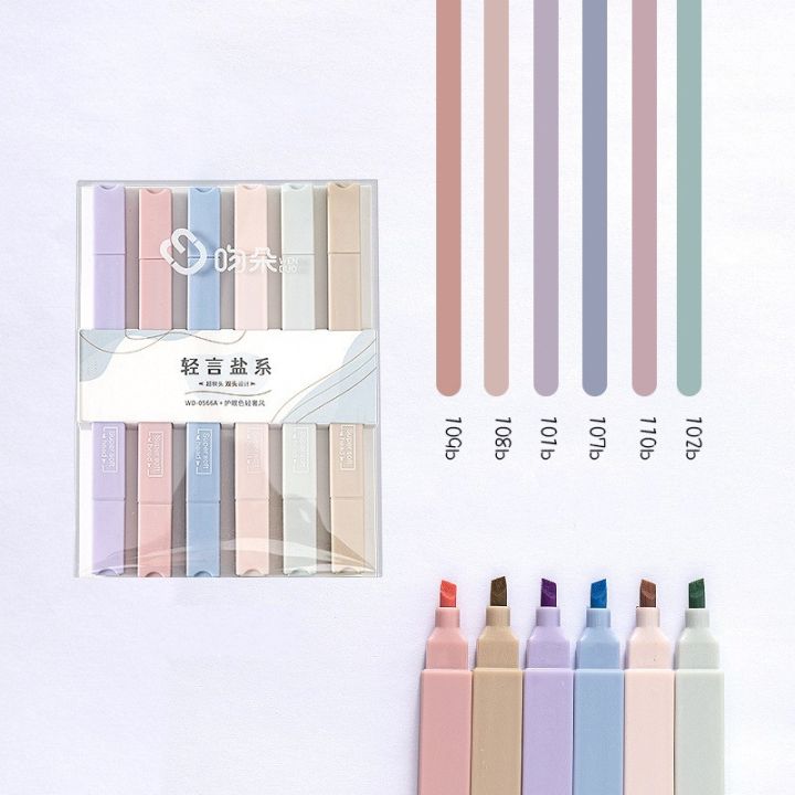 6Pcs/Box%20Morandi%20Color%20Soft-head%20Highlighter%20Light-color%20DIY%20Photo%20Album%20Journal%20Fluorescent%20Student%20Draw%20Marker%20Pen%20Stationery%20-%20Image%202