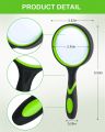Handheld Portable Glass Lens Magnifier Rubber Handle Magnifying Glass. 