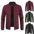 2023 Spring New Men's Stand Collar Solid Color Jacket Casual Short Men's Youth Jacket.