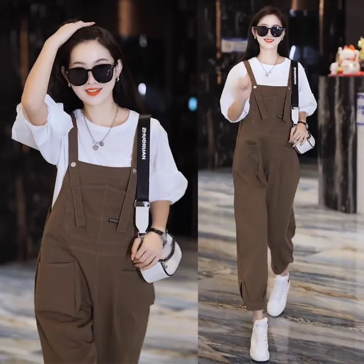%E3%80%90High%20Quality%E3%80%91%E3%80%90Youthful-looking%20two-piece%20set%E3%80%91Cotton%20Suspender%20Pants%20Women's%20Suit%20Small%20Spring%20and%20Summer%20Loose%20Jumpsuit%20-%20Image%203