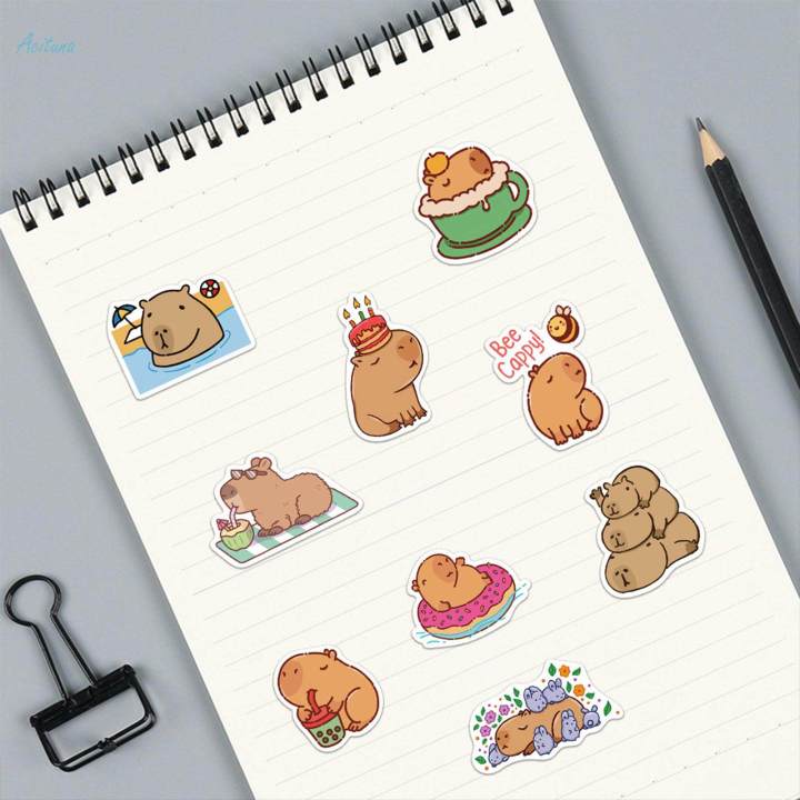 50Pcs%20Cartoon%20Capybara%20Sticker%20Small%20Cute%20Animal%20Stickers%20for%20Card%20Cups%20Wall%20-%20Image%206