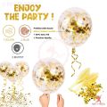 Birthday Decoration Combo Pack With Birthday Card Banners, Golden Foil Curtains, Golden Confetti Balloons, Metallic Balloons, Balloon Arch & Glue. 