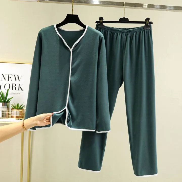 New%20Double-Sided%20Dralon%20Fleece-Lined%20Loungewear%20Pullover%20Thin%20Velvet%20Pajamas%20Suit%20Women's%20Winter%20Large%20Size%20Long%20Sleeve%20T%20Shirt%20Pajama%20Pants%20-%20Image%203