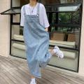 Spring Summer Denim Overall Dress Women Sleeveless Jeans Dresses Fashion Female Solid Slip Casual Loose Spaghetti Strap Dresses.