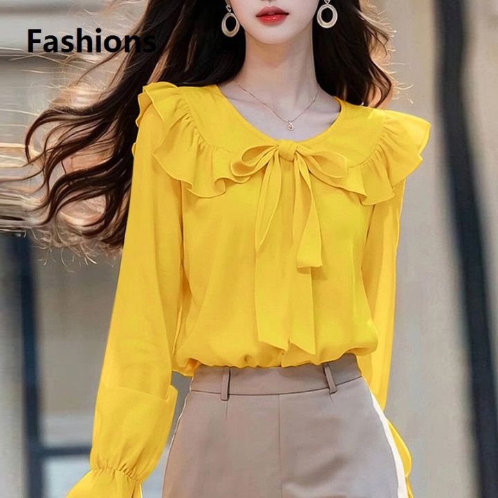 Fashions%202025%20ZANZEA%20Peter%20Pan%20Collar%20Long%20Sleeve%20Blouses%20Korean%20Style%20Women%20Elegant%20Solid%20Smock%20Tops%20Sweet%20Long%20Sleeve%20Tie%20Up%20Blusas%20Mujer%20-%20Image%207