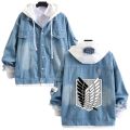 Anime Attack on Titan Denim Jacket Shingeki no Kyojin Cosplay Jeans Coats en Jaeger Cartoon Hooded Jackets Tops.