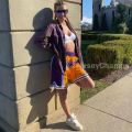 Kobe James Same Style Basketball Shorts Los Angeles Lakers BlueLos esVintage EmbroideryINSShorts. 