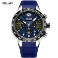 MEGIR Sports Chronograph Quartz Watches for Men Silicone Strap Wateproof Luminous Wristwatch Man Relogios Masculino 2106. 