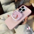 Creative Cartoon Quicksand Hello Kitty Holder Case Compatible for IPhone 13 14 15 11 12 16 Pro Max XR XS Max 16 15 14 Plus X Cute Candy Color Luxury Leather Texture Skin Feel Case.