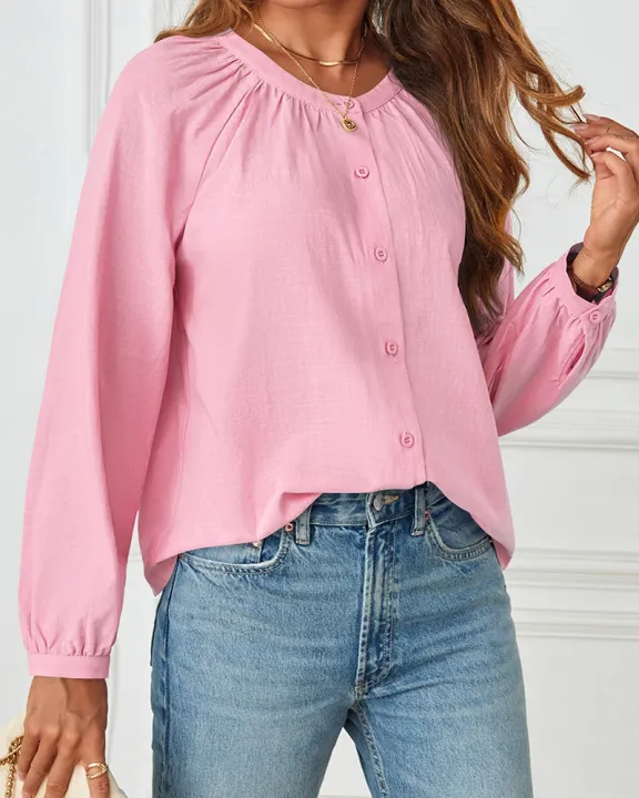 Ladies%20Fashionable%202024%20long%20sleeve%20crew%20neck%20shirts%20button%20down%20ruffle%20casual%20dressy%20blouse%20tops%20-%20Image%206