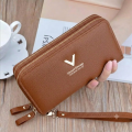 Fashion Double Chamber Ladies Purse-F094(Brown). 